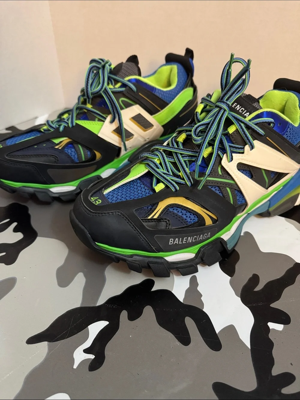 Balenciaga Multicolor Blue Neon Green Black Track Sneakers